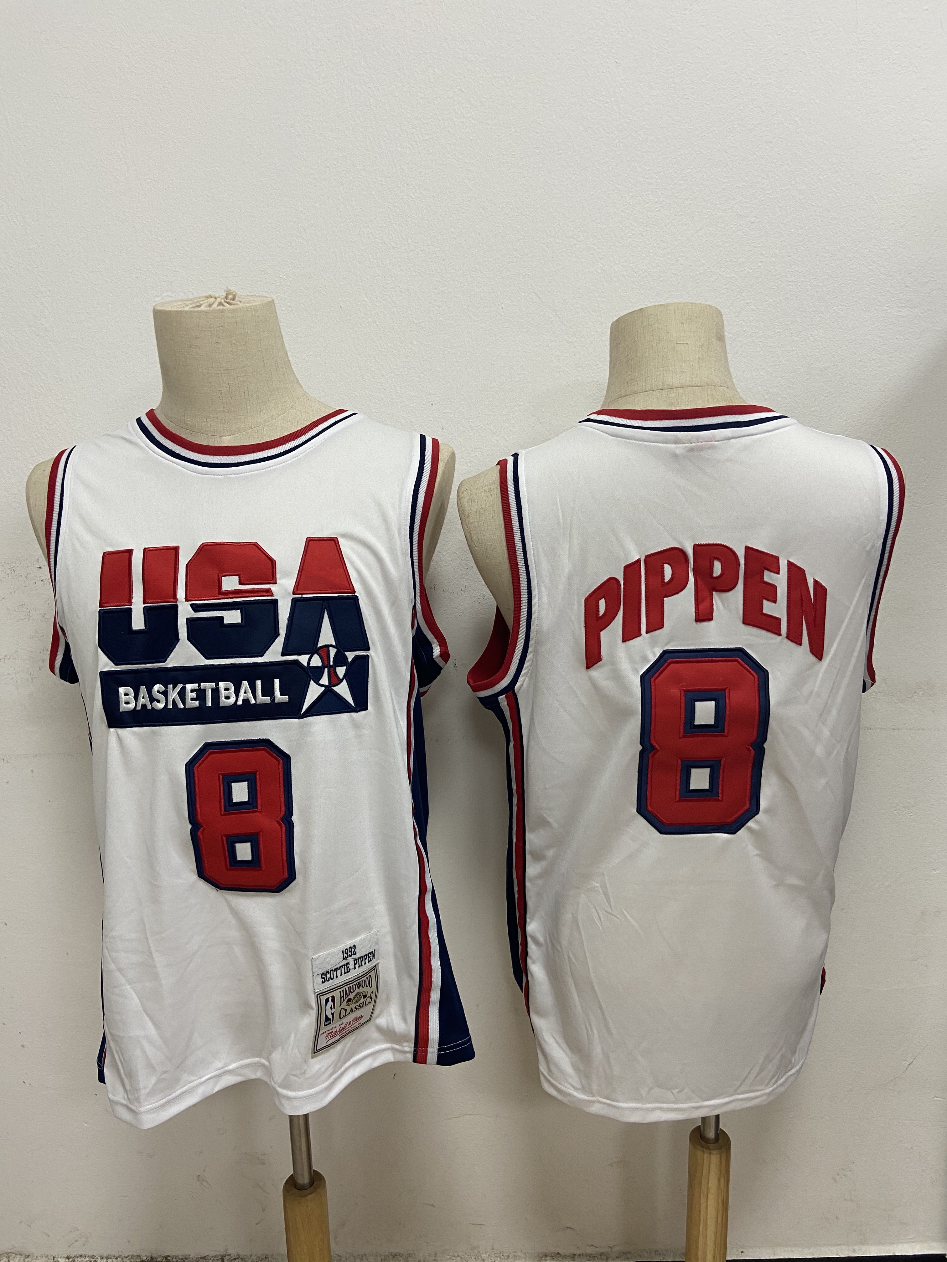 Cheap Men USA Basketball 8 Pippen White Stitched Throwback NBA Jersey